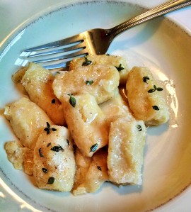 Gnocchi finished with a brown butter and thyme sauce